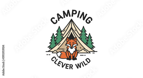 Camping logo with fox and tent.