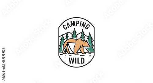 Camping Wild Bear Logo Illustration.