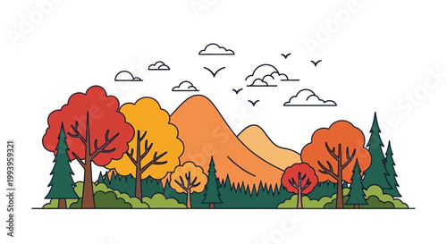 Colorful trees with autumn leaves.