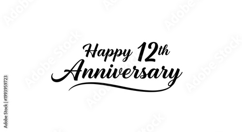 Happy 12th Anniversary Greeting Card Design.