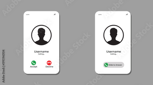 Incoming Call Screen Interface UI Minimal Smartphone Caller ID Accept Reject Buttons Design