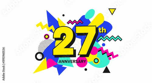 27th anniversary celebration colorful graphic design.