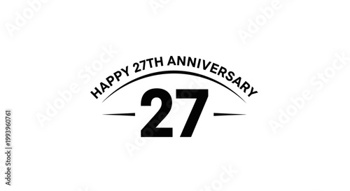 Happy 27th Anniversary text with the number 27 in a black and white graphic design.