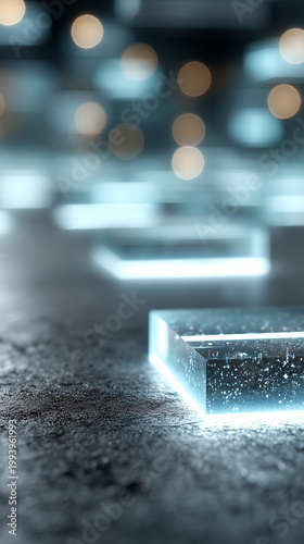 Glowing Tech Cube: A single...