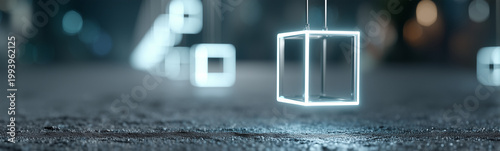 Illuminated Cube in Urban S...
