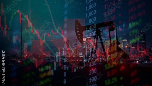 Photography Oil Price Crash and Stock Market Financial Crisis Concept
