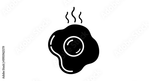 A simple black and white illustration of a fried egg on a plain background