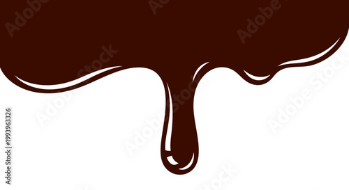 A rich, dark brown liquid drips down against a clean white background