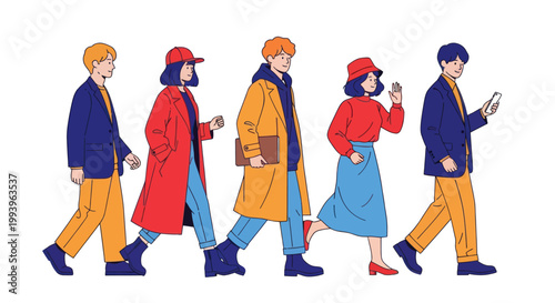 Group of people walking together outside.