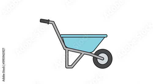 A blue metal garden wheelbarrow.