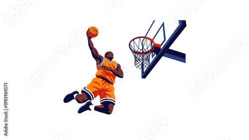Basketball Player Slam Dunking