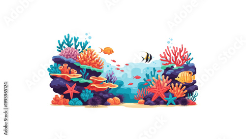 colorful underwater seascape with coral and fish