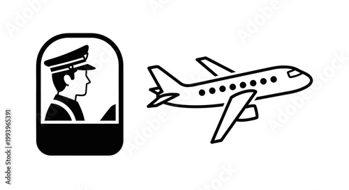 Airplane pilot and aircraft illustration.