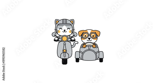 Cute cartoon dog and cat robots.