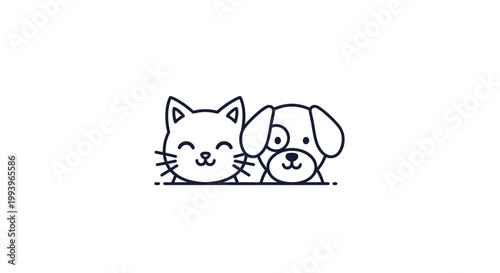 Cute cat and dog friends smiling.