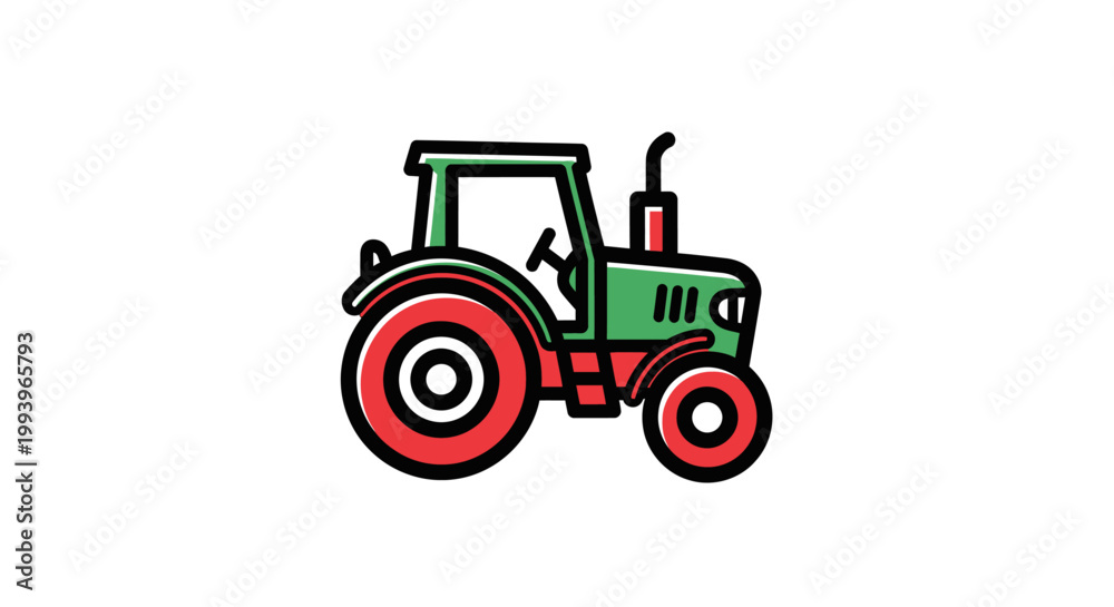 Obraz premium Green Tractor Vehicle Farm Equipment.