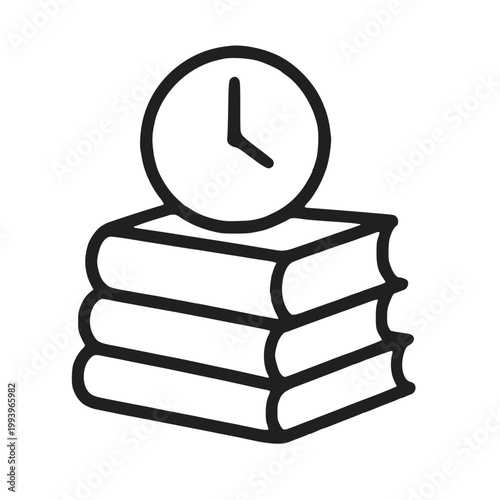Books clock time study education learning icon