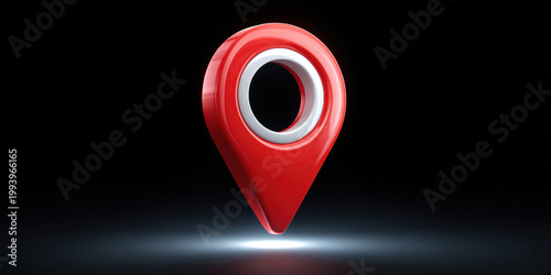 Free Download Location pin icon, red, glossy, 3d, isolated, black background, glowing spot - GFXLoad