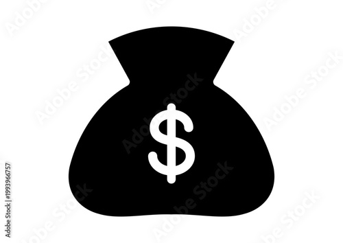 財布アイコン　がま口　現金　ドル　白黒　ベクターイラスト