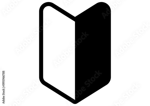 初心者マークのアイコン　白黒　若葉マーク　ベクター