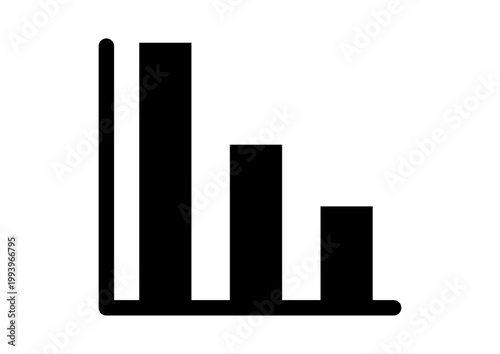 下向の棒グラフ　減少　衰退　ビジネス　投資失敗　白黒　ベクターイラスト