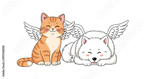 Angelic Cat and Dog Friends Together.