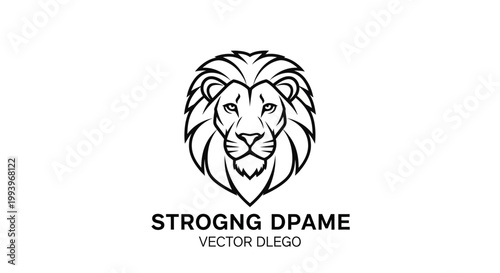 Black and white lion head logo.