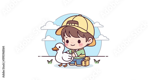 Cartoon boy with brown hair smiling.