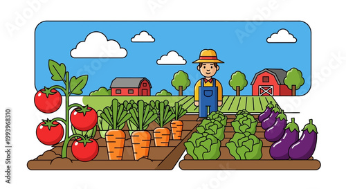 Farmer standing in a vegetable garden.
