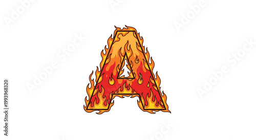Flaming Letter A Symbol.