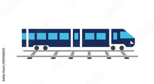 Modern Electric Bus on Railway Tracks.