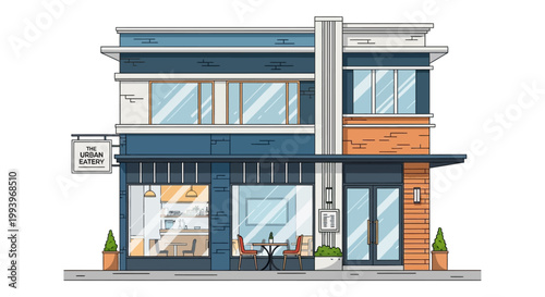 Modern storefront with glass windows.