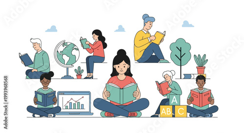 People sitting and studying together.