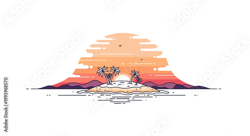 Palm Trees on Sandy Beach Shore.