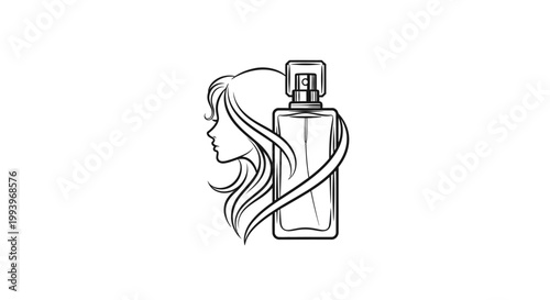 Perfume bottle with womans hair.