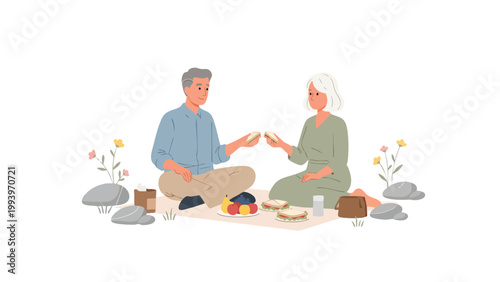 Senior Couple Enjoying Picnic Outdoors | Retirement Lifestyle Scene