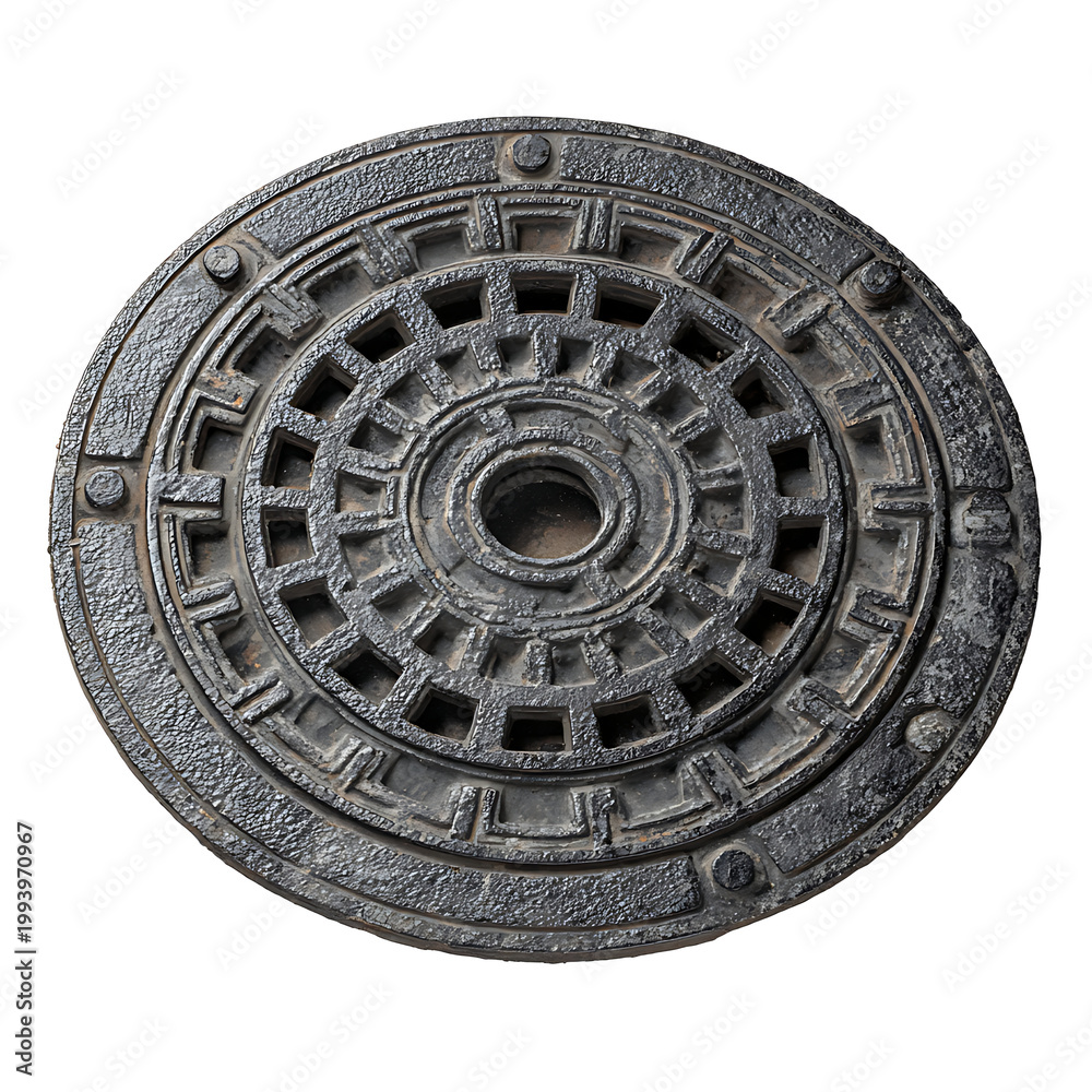 Obraz premium Manhole Cover Perspective, Urban Environment, Photography Concept