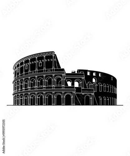 ancient roman colosseum historic landmark flat design vector illustration