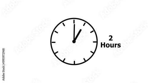 2 hours service clock icon. 2 hours customer service concept. 2 Hours Countdown Animation.