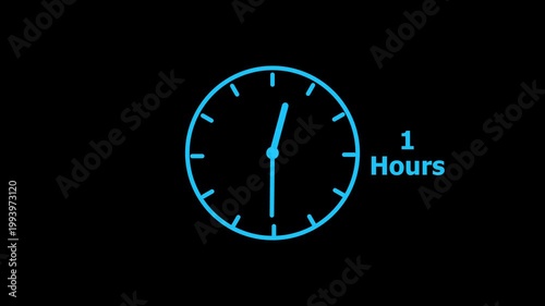 1 hours service clock icon. 1 hours customer service concept. 1 Hours Countdown Animation.