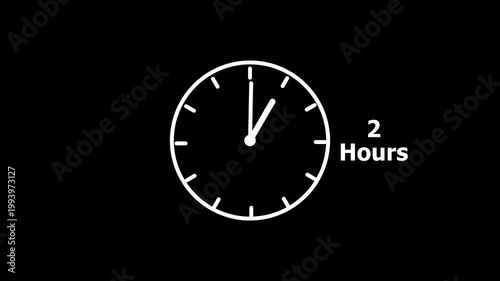 2 hours service clock icon. 2 hours customer service concept. 2 Hours Countdown Animation.