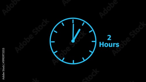 2 hours service clock icon. 2 hours customer service concept. 2 Hours Countdown Animation.