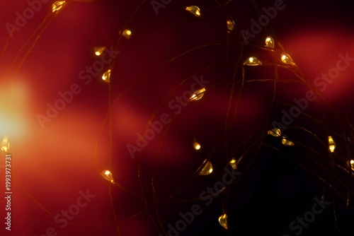 Golden string lights with special effects.