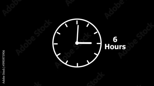6 hours service clock icon. 6 hours customer service concept. 6 Hours Countdown Animation.