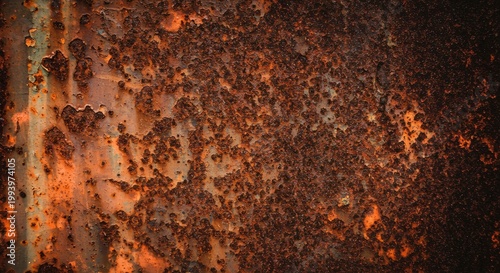 Rusty metal surface with decay.