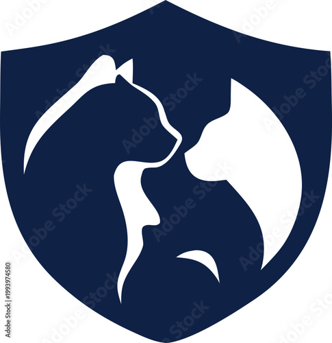 Animal care logo vector with dog and cat symbols in modern style. Suitable for pet hospitals, grooming, adoption centers, and web design.