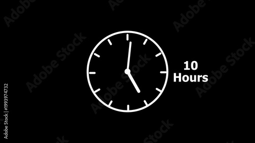 10 hours service clock icon. 10 hours customer service concept. 10 Hours Countdown Animation.
