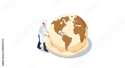 Chef Carefully Placing the World Cake on a Plate for Serving.
