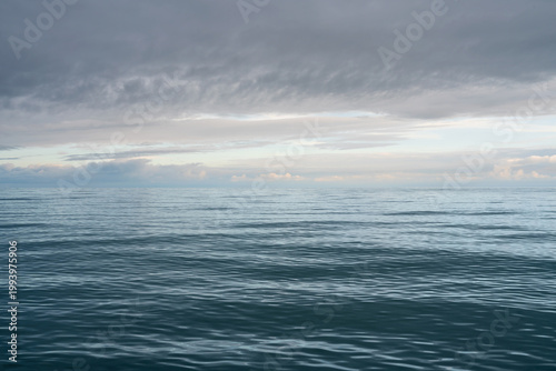 Black Sea on the coast of Sochi against the sunset sky, Sochi, Krasnodar Krai, Russia