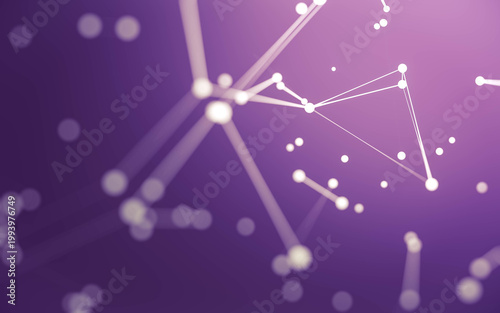 Abstract background. Molecules technology with polygonal shapes, connecting dots and lines. Connection structure. Big data visualization.